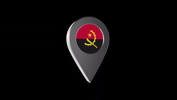 3d Animation Map Navigation Pointer With Angola Flag With Alpha Channel - 2K