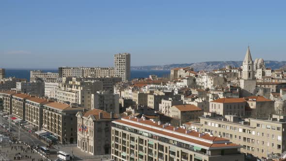 Marseille scene with sea in background, France