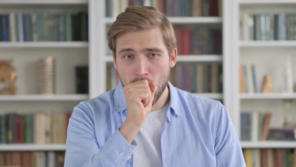 Portrait of Sick Man Coughing