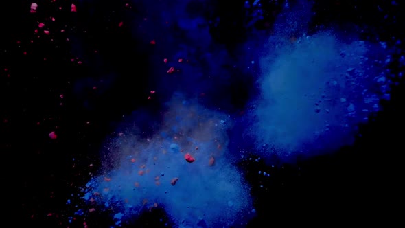 Color Burst of Blue and Red Powder