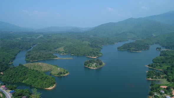 Vang Vieng water reserve in Laos from the sky