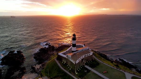 Sunset aerial view of tourism postal card at downtown Salvador Bahia Brazil.