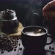 hot coffee in a black mug with drip coffee maker - VideoHive Item for Sale