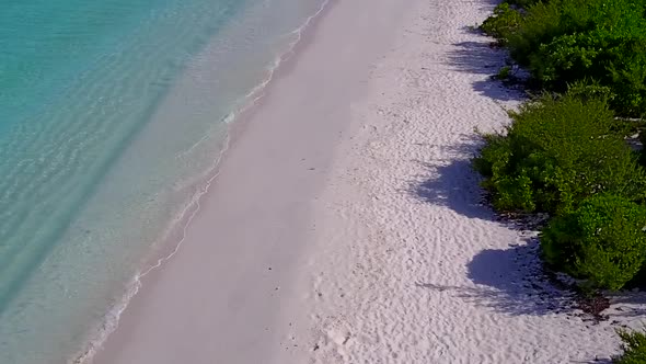 Aerial drone panorama of tropical lagoon beach time by sea and sand background