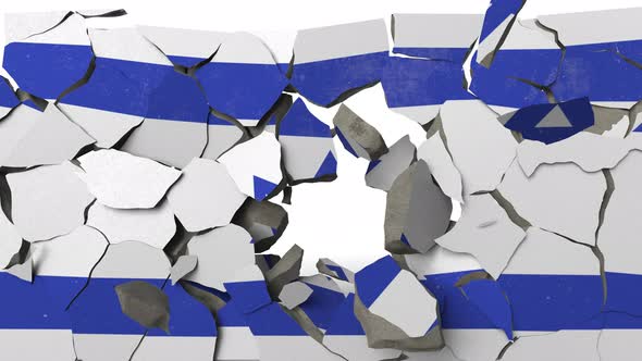 Destroying Wall with Painted Flag of Israel alt