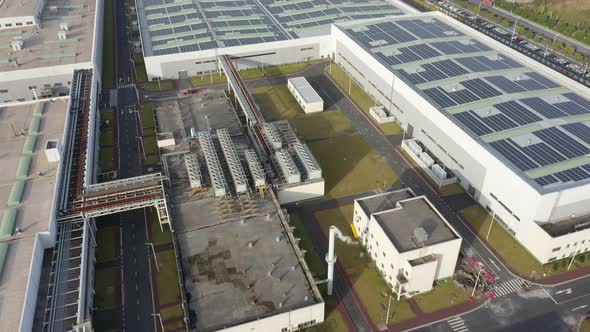 Solar power station on factory rooftop