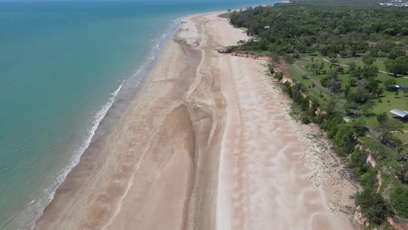 Moving Aerial Drone shot of Casuarina Beach in Darwin, Northern Territory