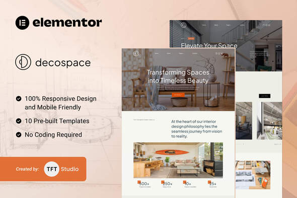 Decospace – Sleek Home Decor Elementor Template Kit – 0 Sold!