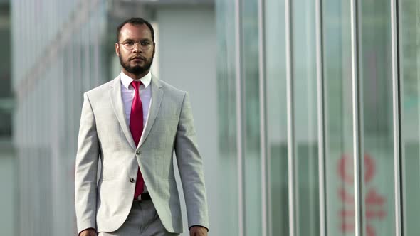 Confident Manager Wearing Suit Walking on Street