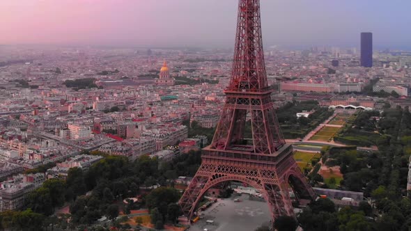 Aerial view to Eiffel tower and Seine´river at sunrise, Paris, France