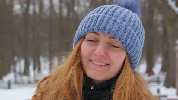 Smiling Woman Winter Outdoors