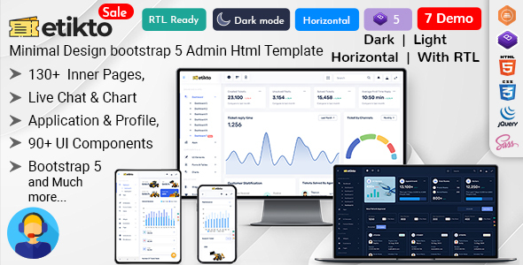 etikto Admin - Ticket Dashboard HTML Template