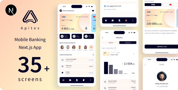 Apitex – Mobile Banking Next JS App | PWA – 0 Sold!