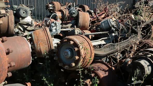 Iron Vehicle Parts In Scrapyard