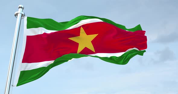 Suriname Flag Waving Loop  4 K