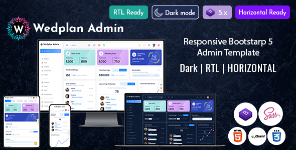 Wedplan – Bootstrap Admin Dashboard Template – 0 Sold!