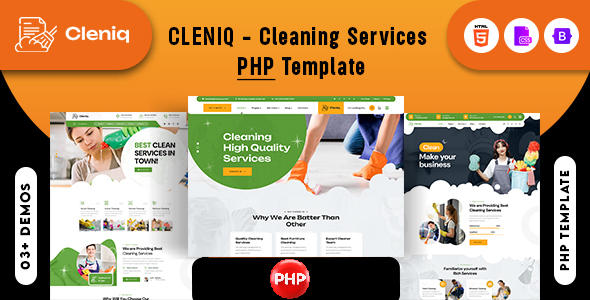 Cleniq – Cleaning Services PHP Template – 0 Sold!