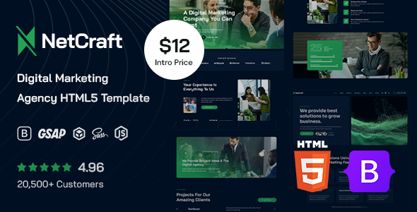 NetCraft – Digital Marketing Agency HTML5 Template – 0 Sold!