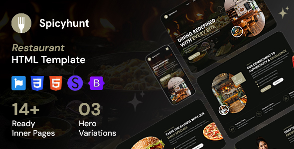 Spicyhunt – Restaurant HTML Template – 0 Sold!