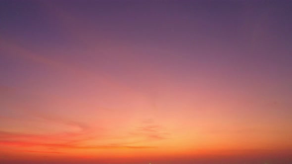 Aerial View Amazing Red Sky Cover The Ocean.