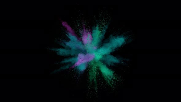 Super Slow Motion Shot of Color Powder Explosion Isolated on Black Background at 1000Fps