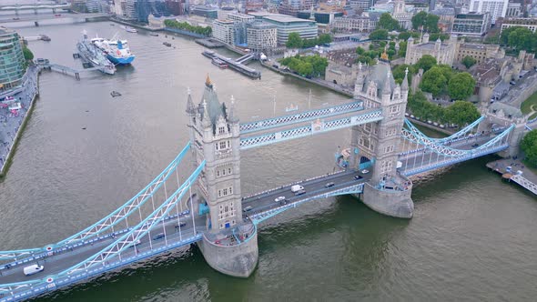 Tower Bridge in London  Evening View From Above