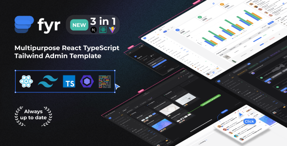 Fyr | Admin React Tailwind Template (Create React App, Vite or NextJs App) [React TS]