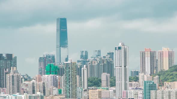 Top View of Buildings at Day in Finance Urban Timelapse Hong Kong City