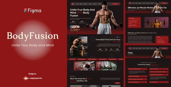 Body Fusion – fitness and health industry Figma Template – 0 Sold!