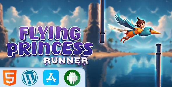 Flying Princess Runner Game - HTML5 Construct3 Game