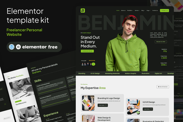 Benjamin – Freelancer Personal Website Template Kit – 0 Sold!