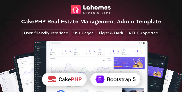 Lahomes – CakePHP Real Estate Management Admin & Dashboard Template – 0 Sold!