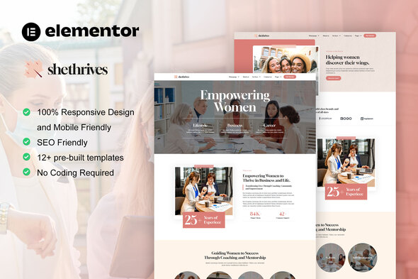 SheThrives – Feminine Business Elementor Pro Template Kit – 0 Sold!