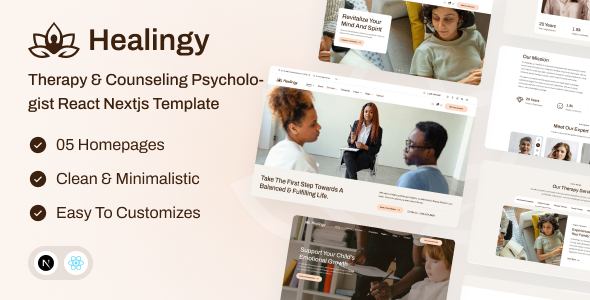 Healingy – Therapy & Counseling Psychologist React NextJS Template – 0 Sold!