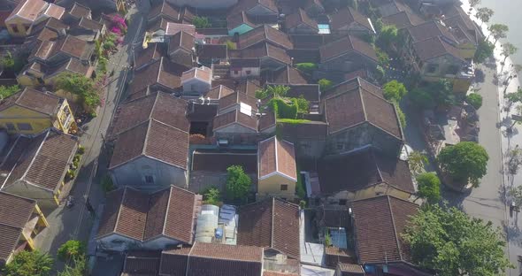 Aerial view panorama of Hoi An old town or Hoian ancient town