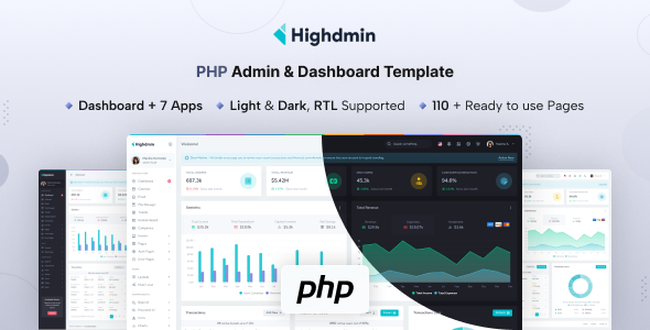 Highdmin – PHP Admin & Dashboard Template – 0 Sold!