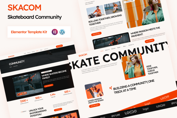 Skacom – Skateboard Community Elementor Template Kt – 0 Sold!