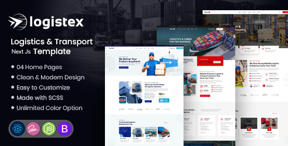 Transport & Logistics React Next Template – Logistex – 0 Sold!