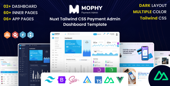 Mophy – Nuxt Tailwind CSS Payment Admin Dashboard Template – 0 Sold!