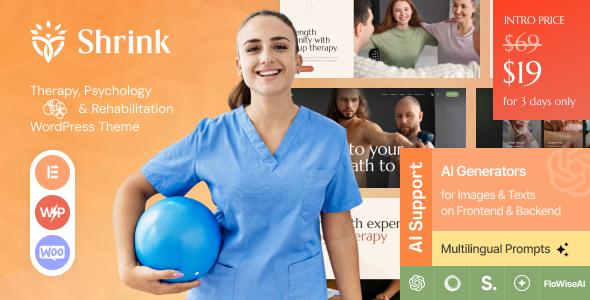 Shrink – Therapy, Psychology & Rehabilitation WordPress Theme – 0 Sold!