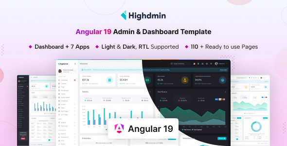 Highdmin – Angular 19 Admin & Dashboard Template – 0 Sold!