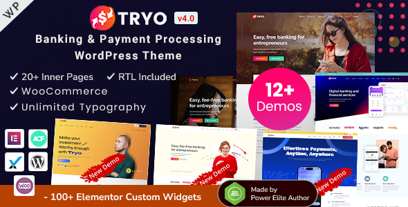 Tryo - FinTech, Banking, Money Transfer & Currency Exchange Elementor WordPress Theme