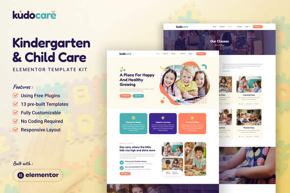 Kudocare – Kindergarten & Child Care Elementor Template Kit – 0 Sold!