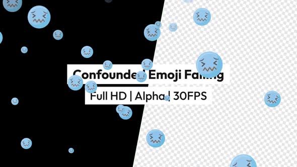 Confounded Face Emoji Falling with Alpha