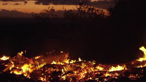 House on fire burning in slow motion