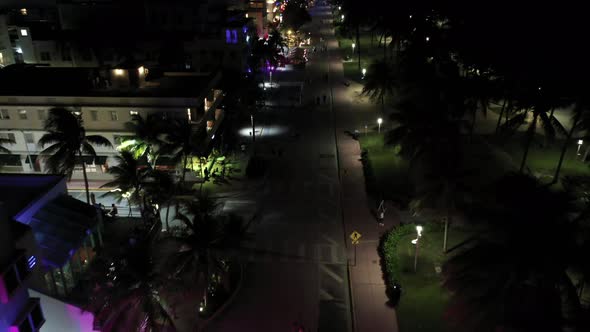 Neon Lights Miami Beach Night Aerials