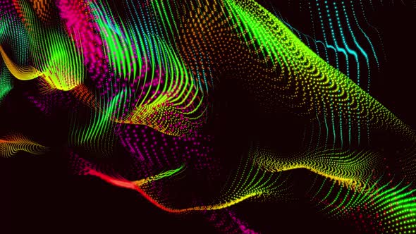 Abstract colorful particle tech swirly line animation 4k background