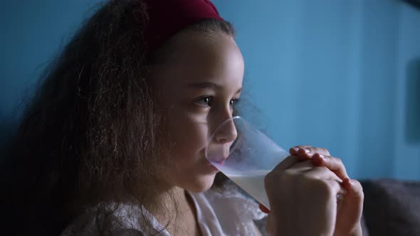 Little Girl Child Drinking Milk