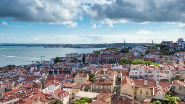 4K timelapse of Lisbon rooftop from Sao Vicente de fora church  in Portugal - UHD