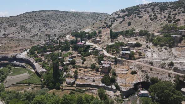 Village Hillside Covered with Greenery